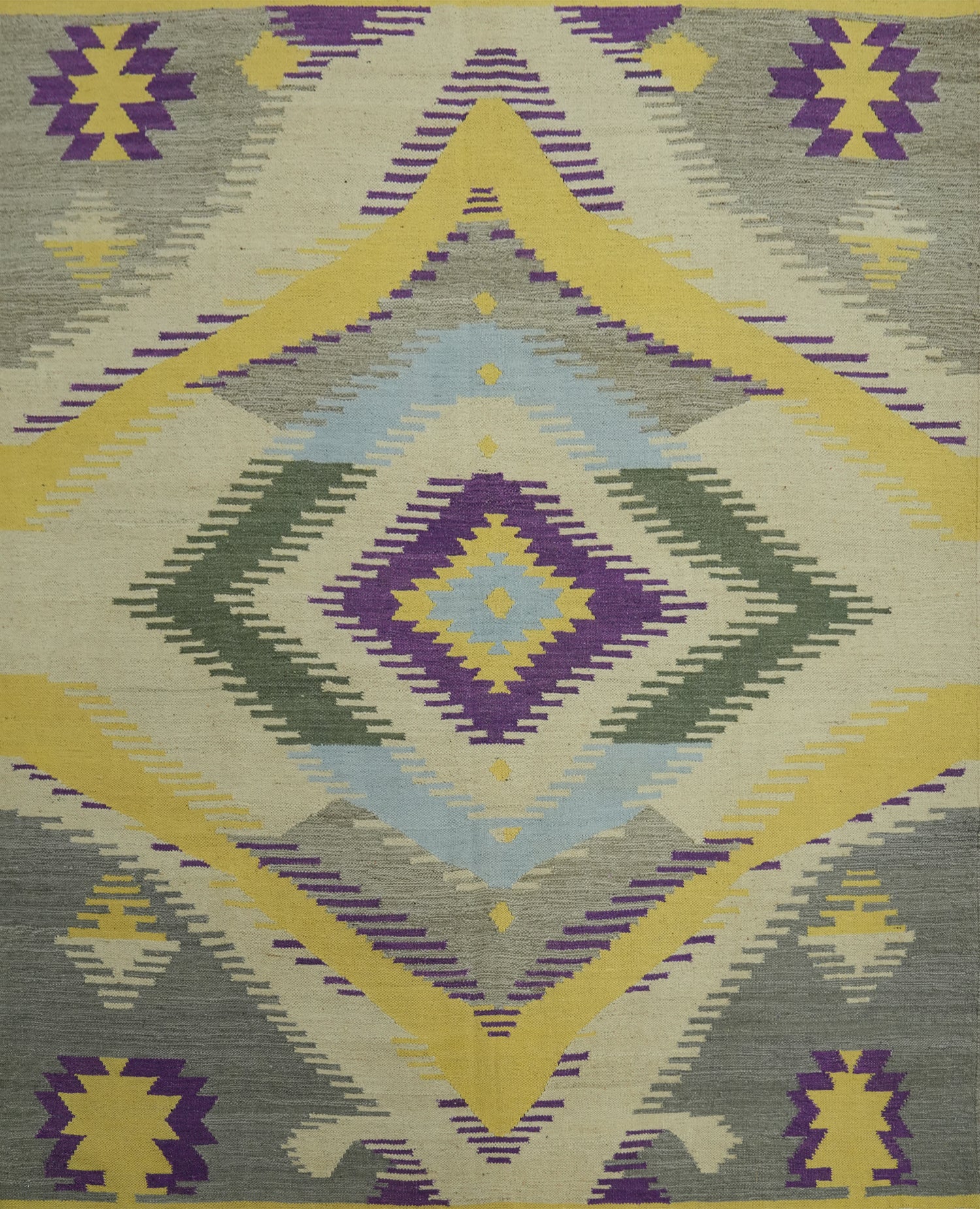 Geometric Kilim Vegetable Dye Square Rug 8x8