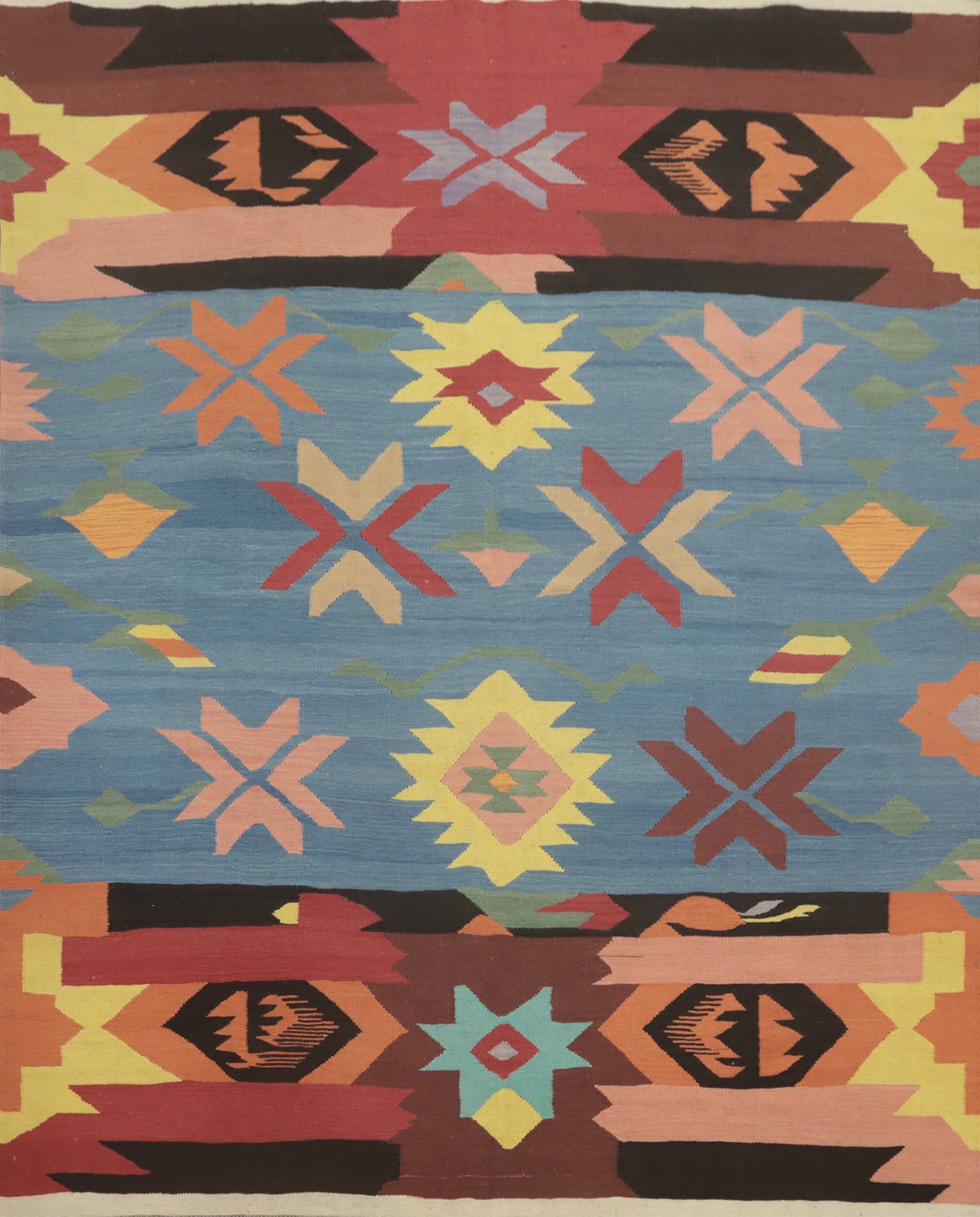 Blue Tribal Kilim Square Area Rug 8x8