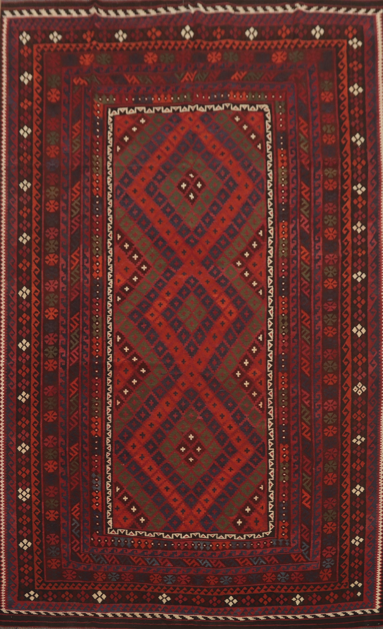 Geometric Kilim Vegetable Dye Area Rug 8x13