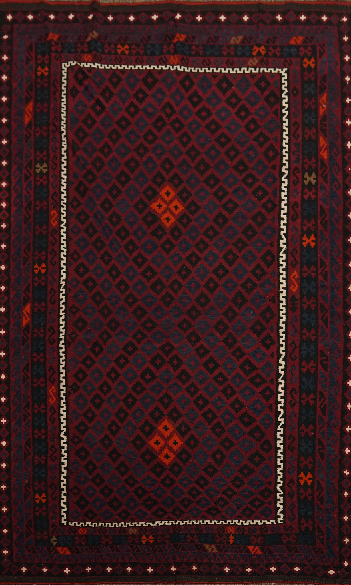 Geometric Kilim Vegetable Dye Area Rug 8x13