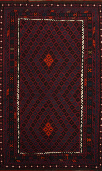 Geometric Kilim Vegetable Dye Area Rug 8x13