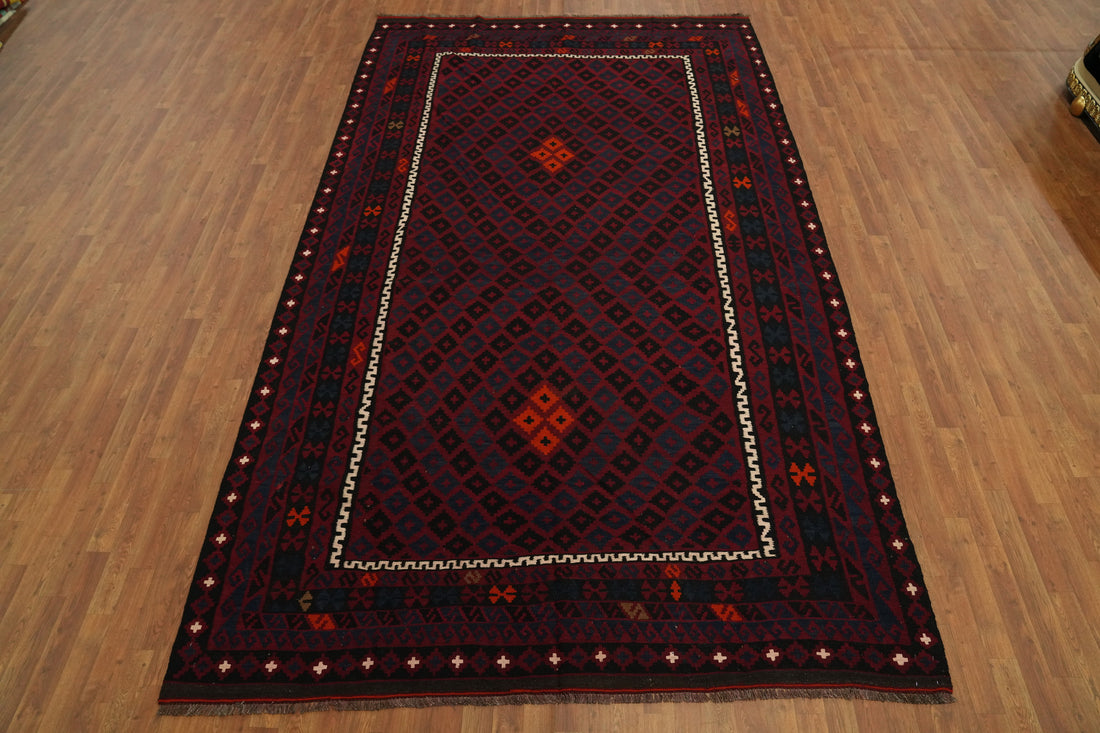 Geometric Kilim Vegetable Dye Area Rug 8x13