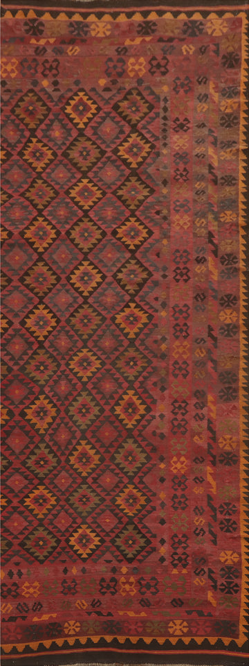 Geometric Kilim Vegetable Dye Runner Rug 5x15