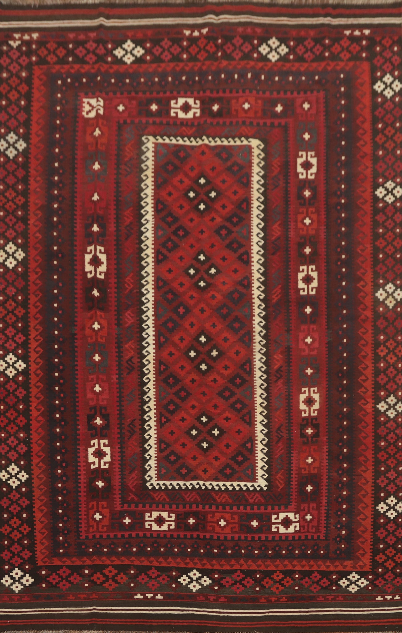 Geometric Kilim Vegetable Dye Area Rug 7x11