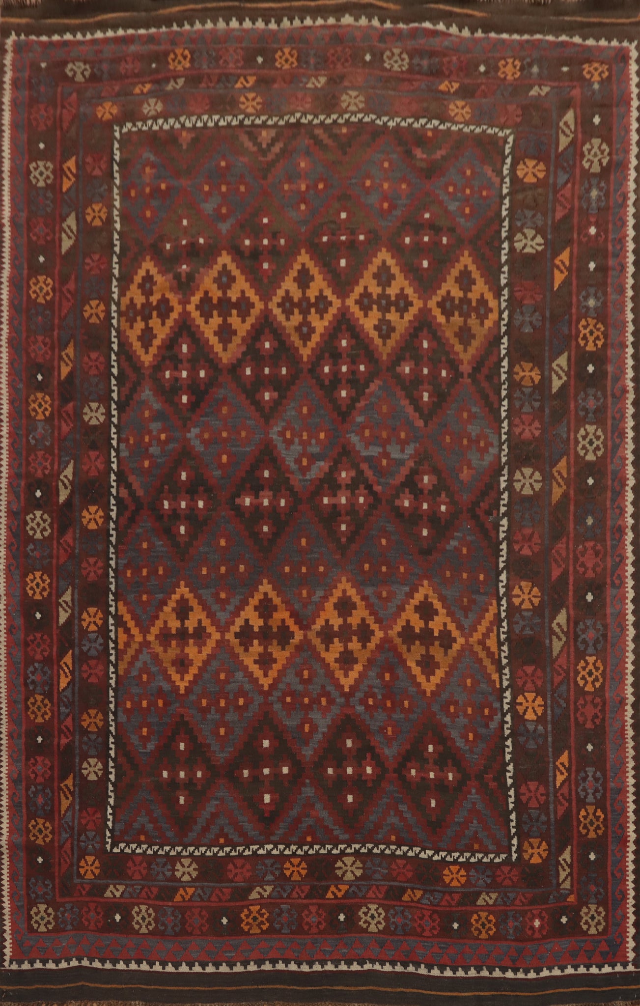 Geometric Kilim Vegetable Dye Area Rug 8x12