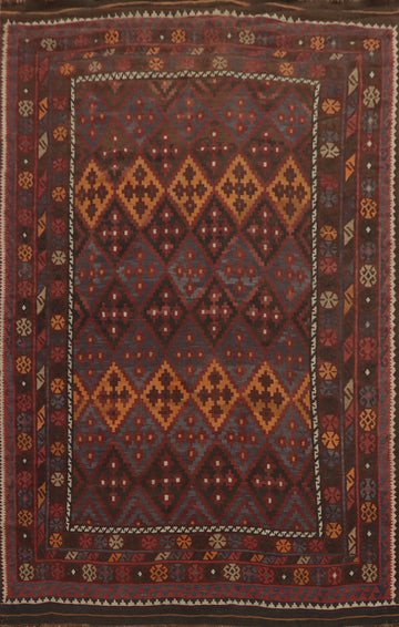 Geometric Kilim Vegetable Dye Area Rug 8x12