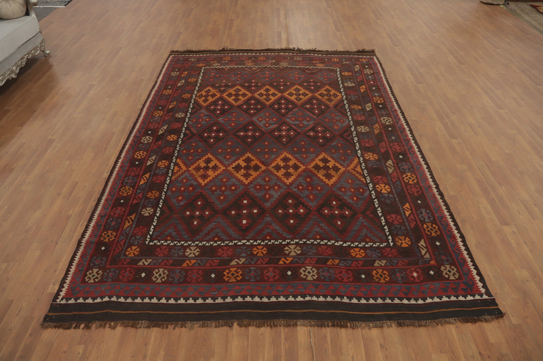 Geometric Kilim Vegetable Dye Area Rug 8x12