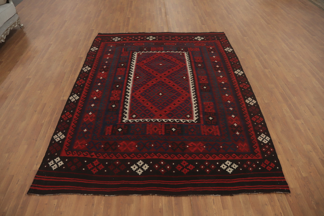 Vegetable Dye Red Kilim Oriental Area Rug 8x10