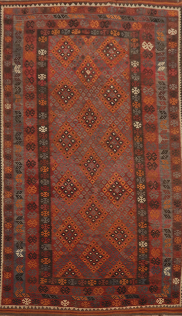 Geometric Kilim Vegetable Dye Area Rug 8x13