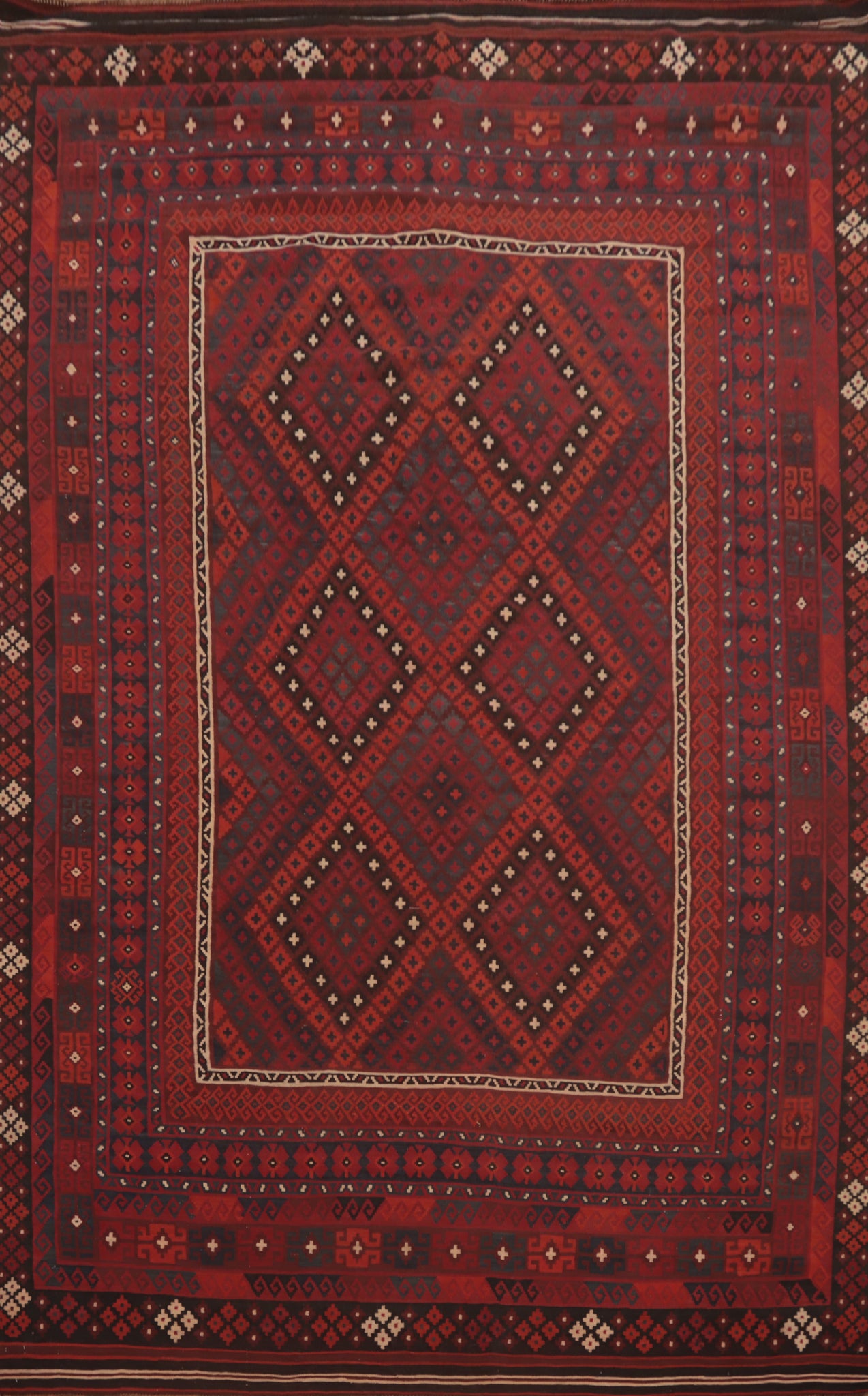 Geometric Kilim Vegetable Dye Area Rug 9x13