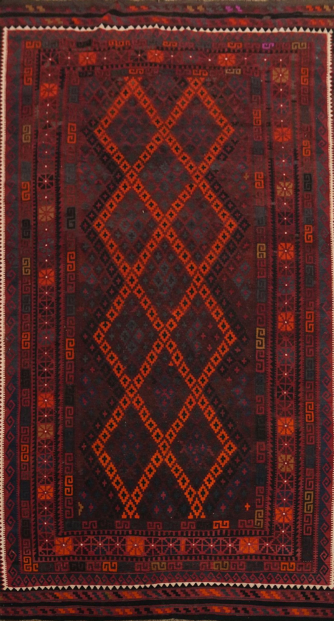 Geometric Kilim Vegetable Dye Large Rug 8x15