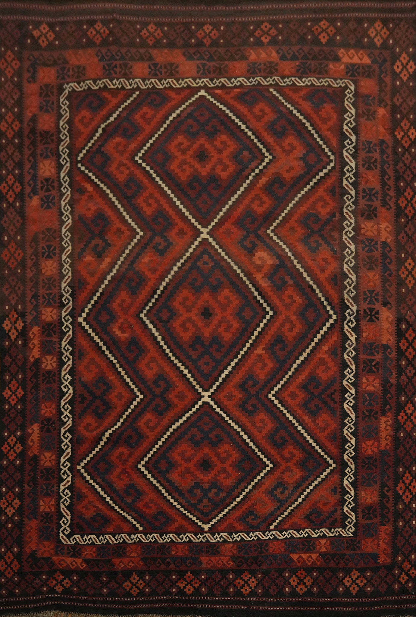 Geometric Kilim Vegetable Dye Area Rug 9x11
