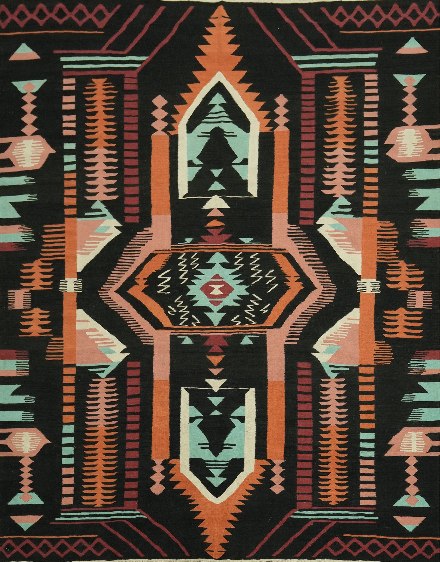 Black Geometric Kilim Oriental Area Rug 8x10
