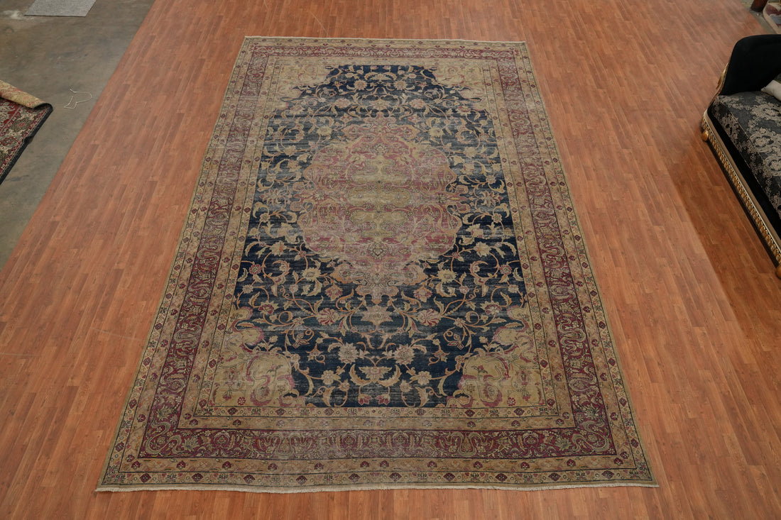 Pre-1900 Vegetable Dye Kerman Ravar Persian Large Rug 10x17