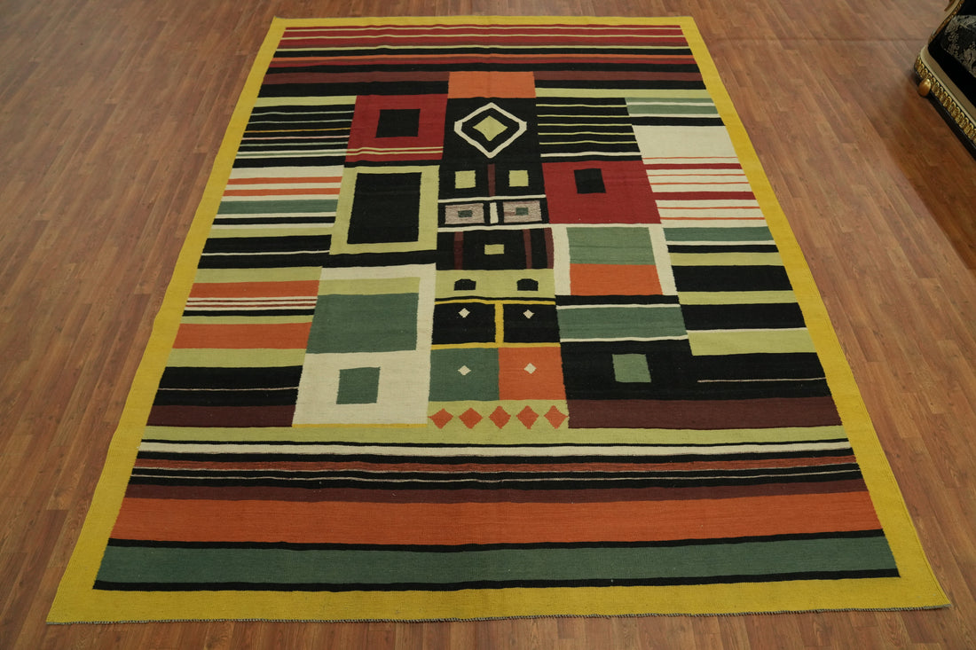 Flat Weave Wool Kilim Oriental Area Rug 9x13