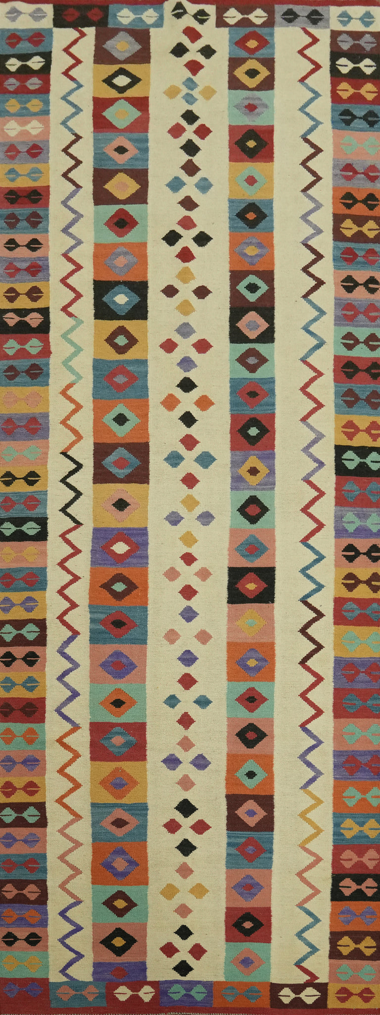 Geometric Wool Kilim Oriental Runner Rug 4x13
