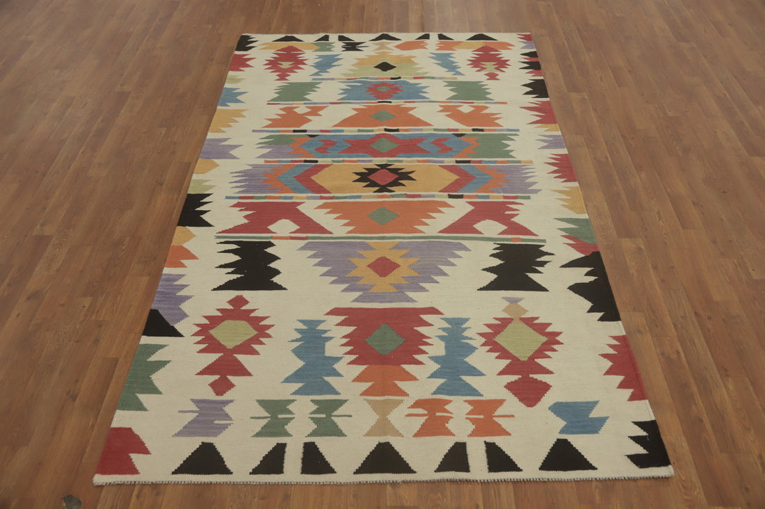 Flat Weave Wool Kilim Oriental Area Rug 5x8