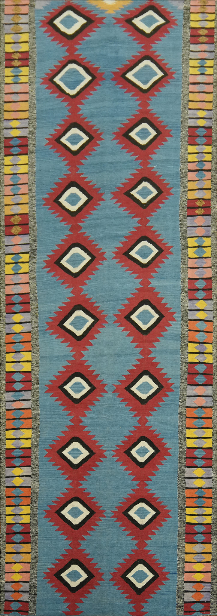 Blue Geometric Kilim Oriental Runner Rug 5x16