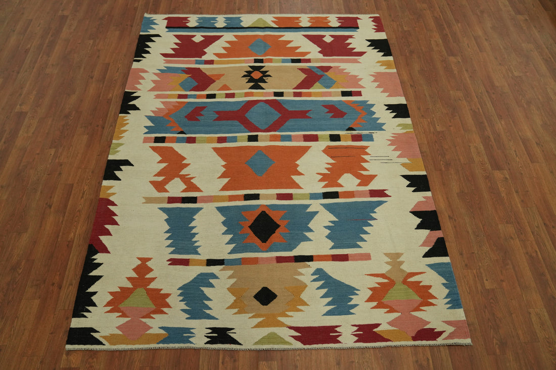 Flat Weave Wool Kilim Oriental Area Rug 6x8