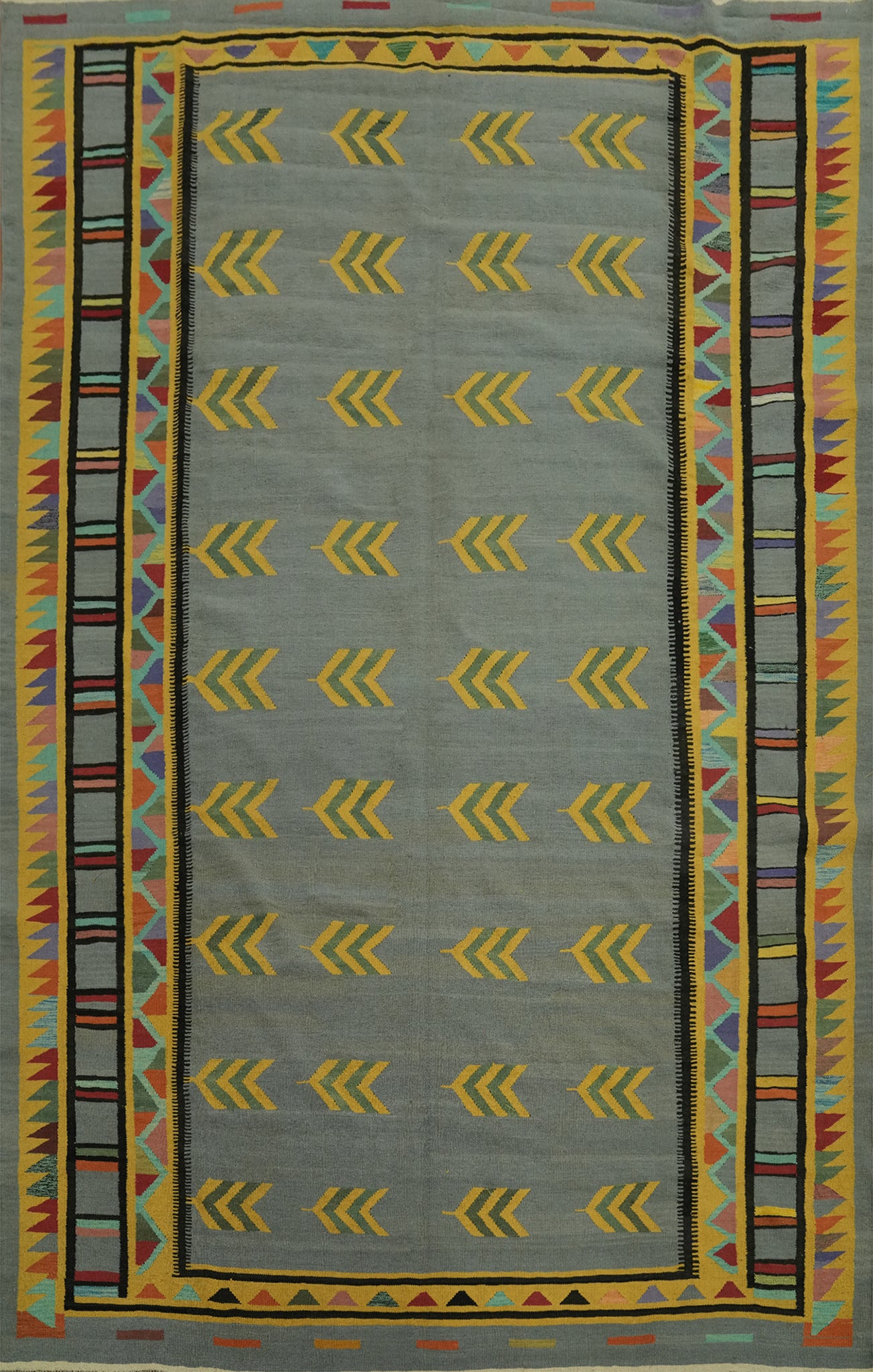 Gray Geometric Kilim Oriental Area Rug 9x12