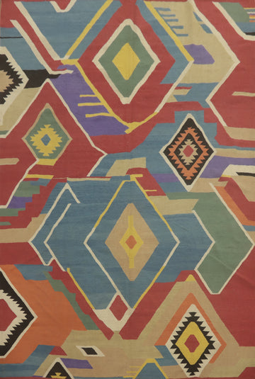 Multicolor Wool Kilim Oriental Area Rug 9x12