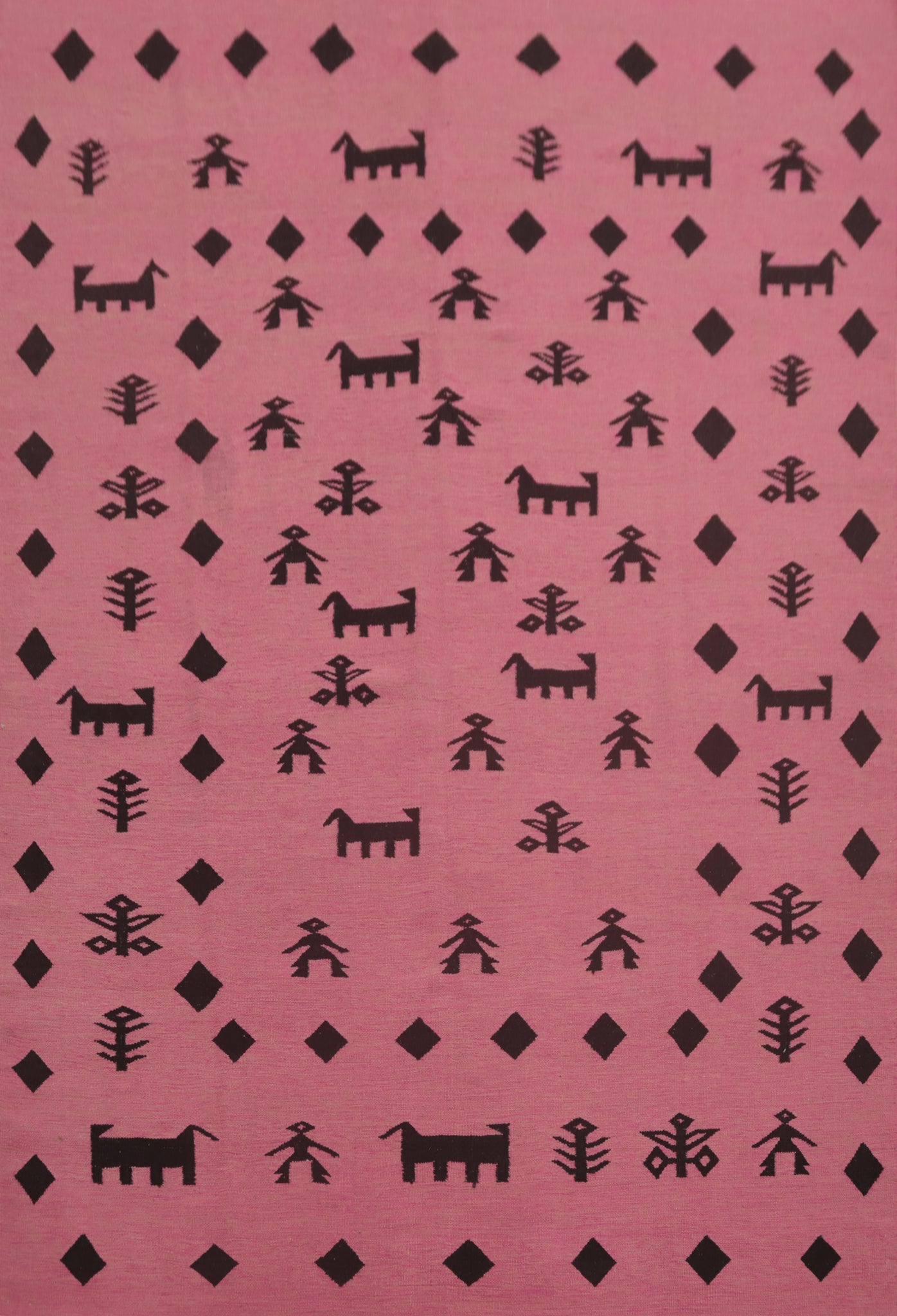 Tribal Pink Wool Kilim Vegetable Dye Area Rug 8x10