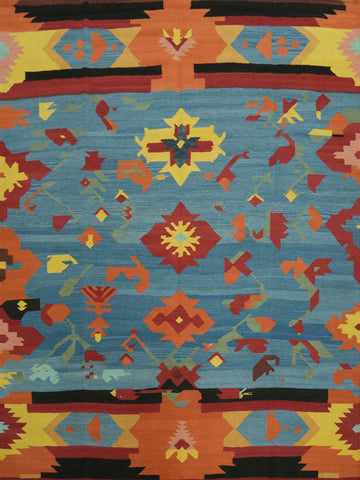 Tribal Blue Kilim Oriental Area Rug 8x10