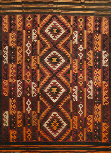 Geometric Kilim Vegetable Dye Area Rug 7x9