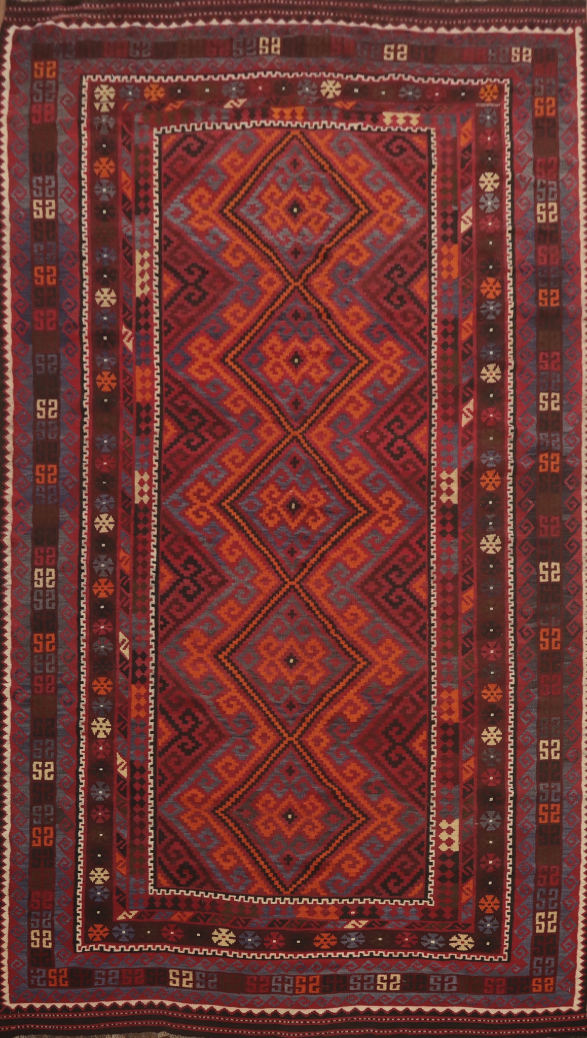 Geometric Kilim Vegetable Dye Large Rug 8x15