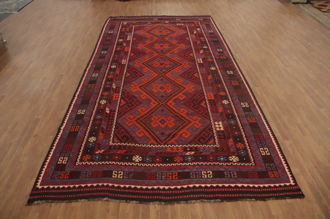 Geometric Kilim Vegetable Dye Large Rug 8x15