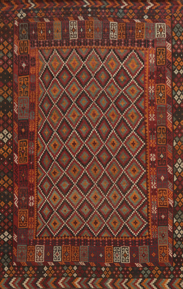 Trellis Wool Kilim Vegetable Dye Large Rug 10x15