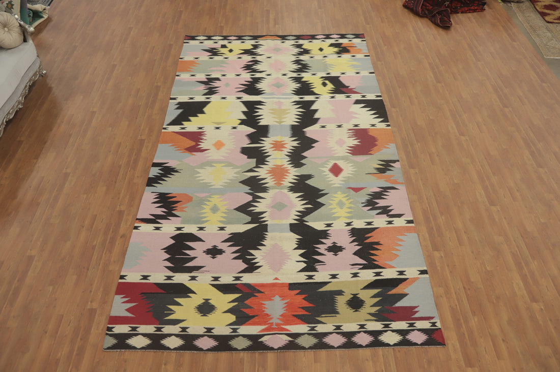 Colorful Wool Kilim Vegetable Dye Large Rug 8x15