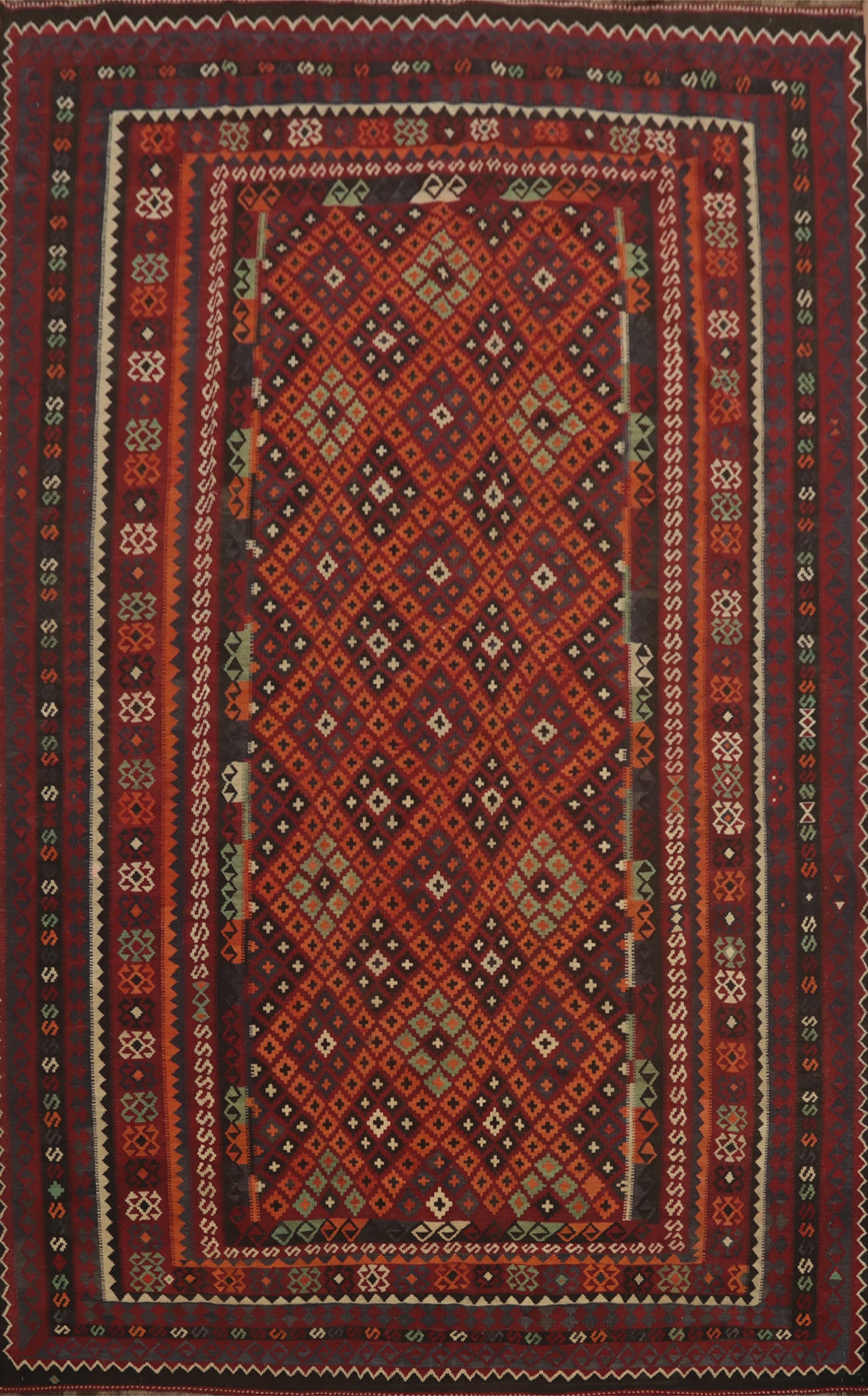 Vegetable Dye Wool Kilim Area Rug 9x13