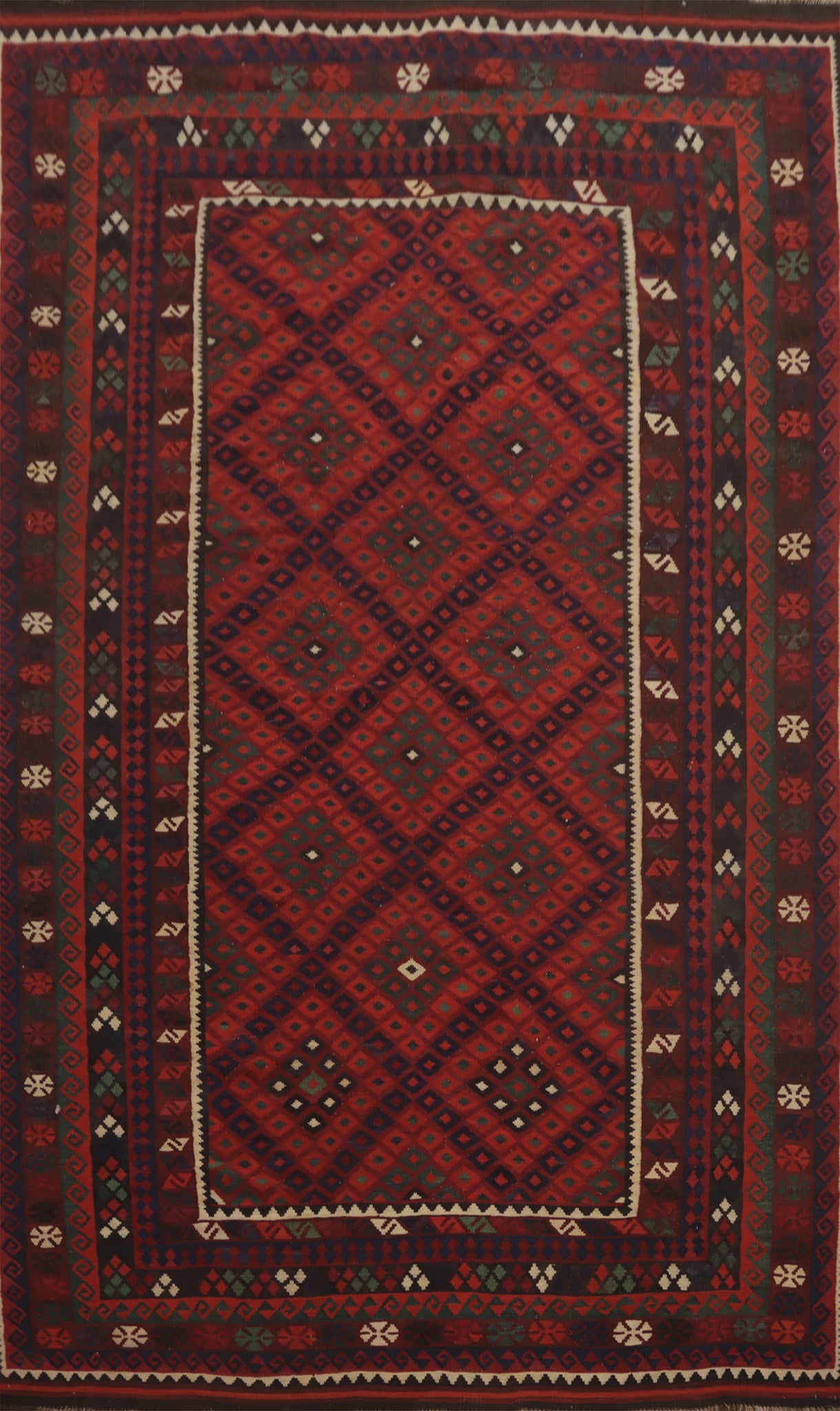 Flat Weave Wool Kilim Vegetable Dye Area Rug 8x13