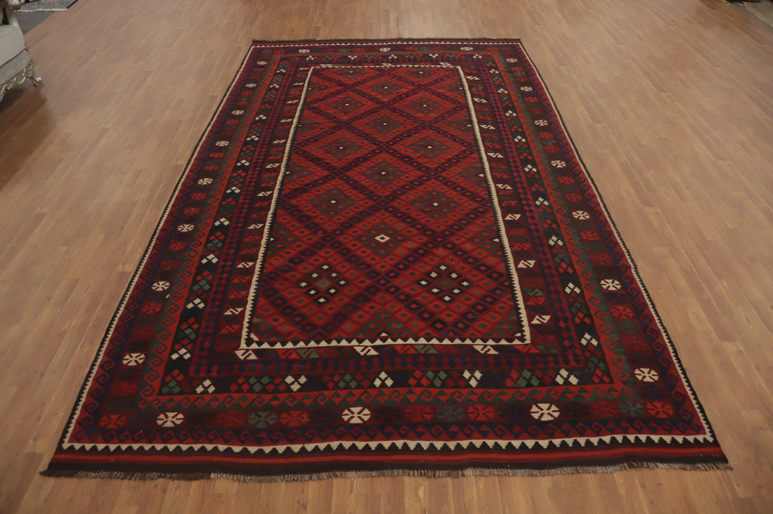 Flat Weave Wool Kilim Vegetable Dye Area Rug 8x13