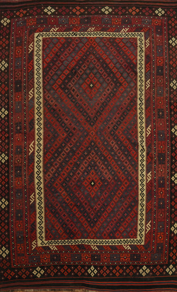 Geometric Kilim Vegetable Dye Area Rug 8x13