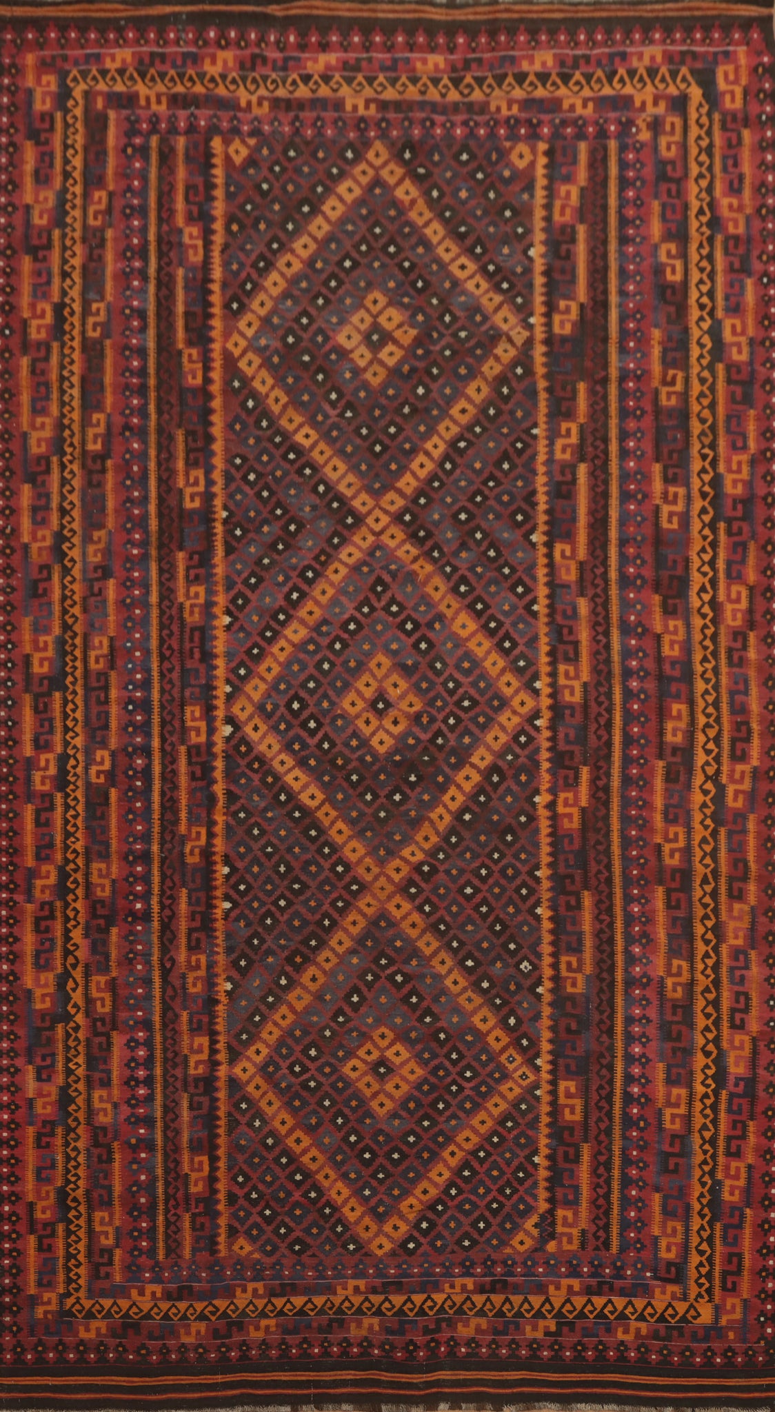 Geometric Kilim Vegetable Dye Large Rug 10x18