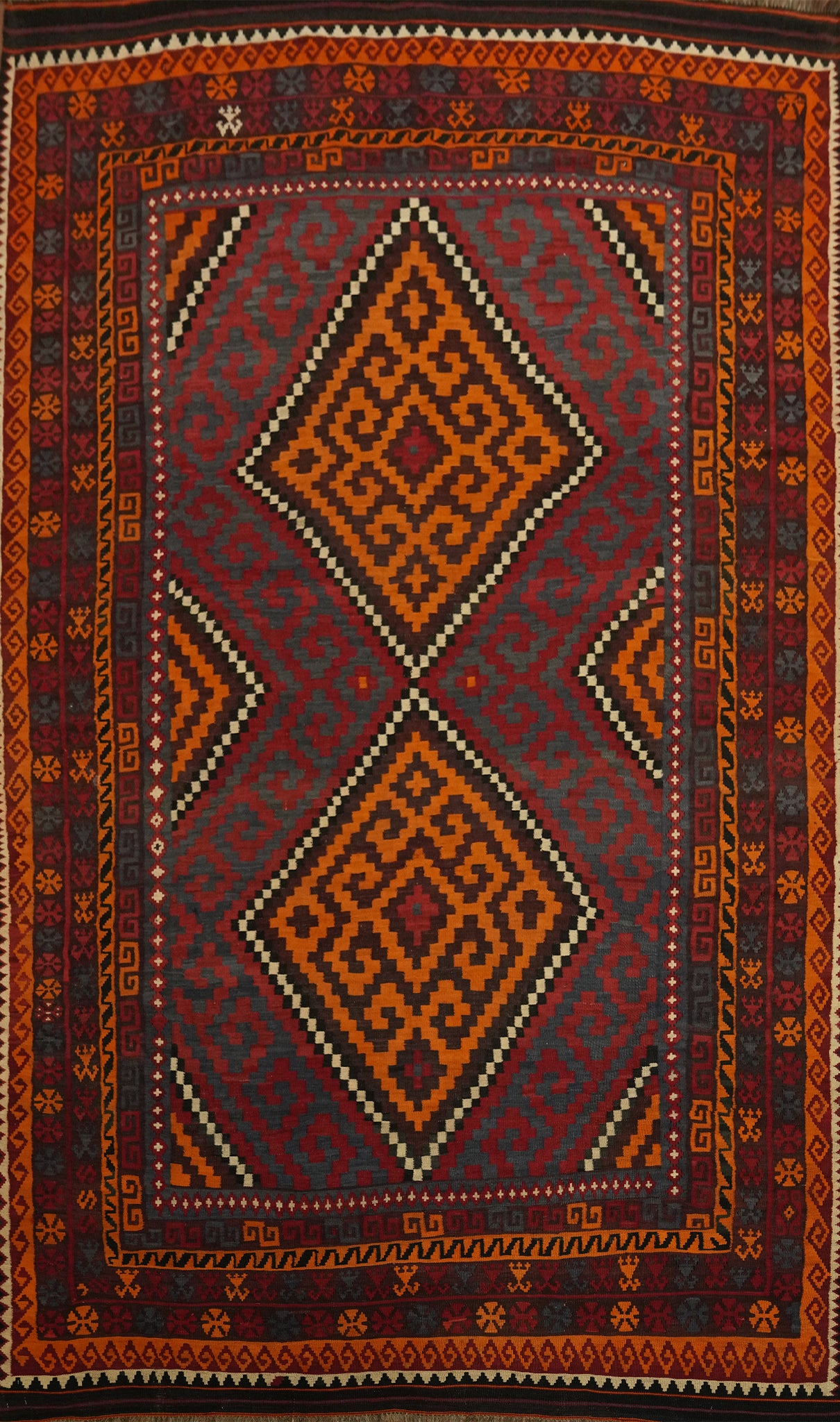 Vegetable Dye Kilim Geometric Area Rug 8x13