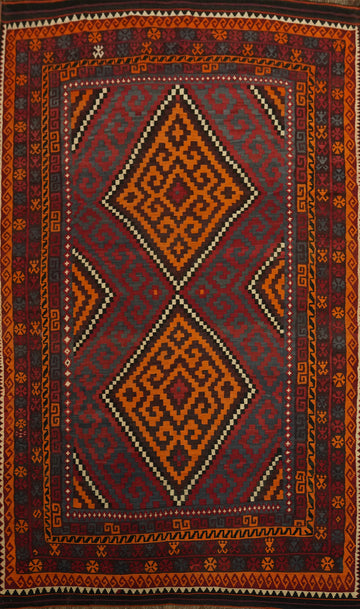 Vegetable Dye Kilim Geometric Area Rug 8x13