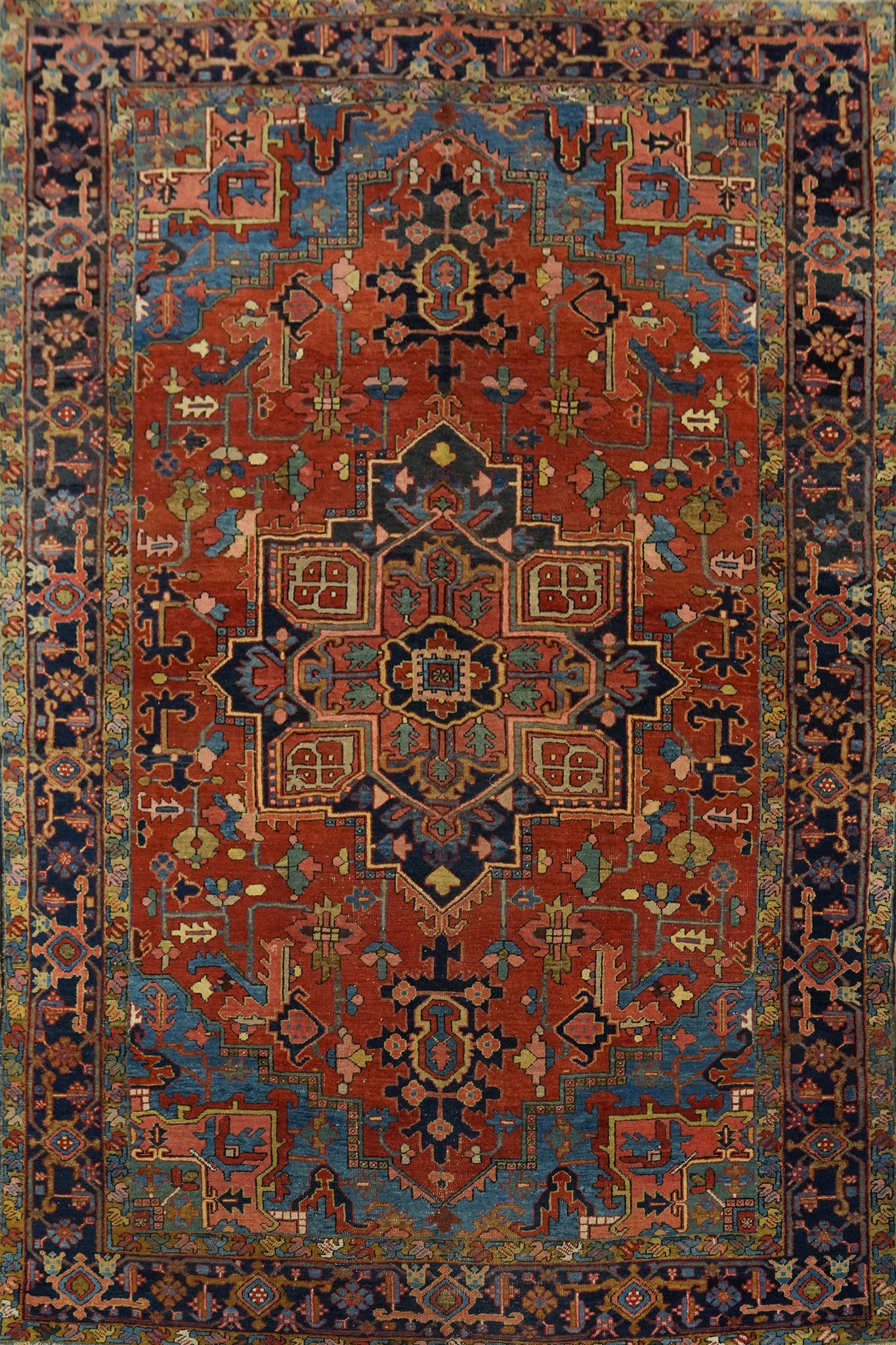 Pre-1900 Vegetable Dye Heriz Serapi Persian Area Rug 8x10