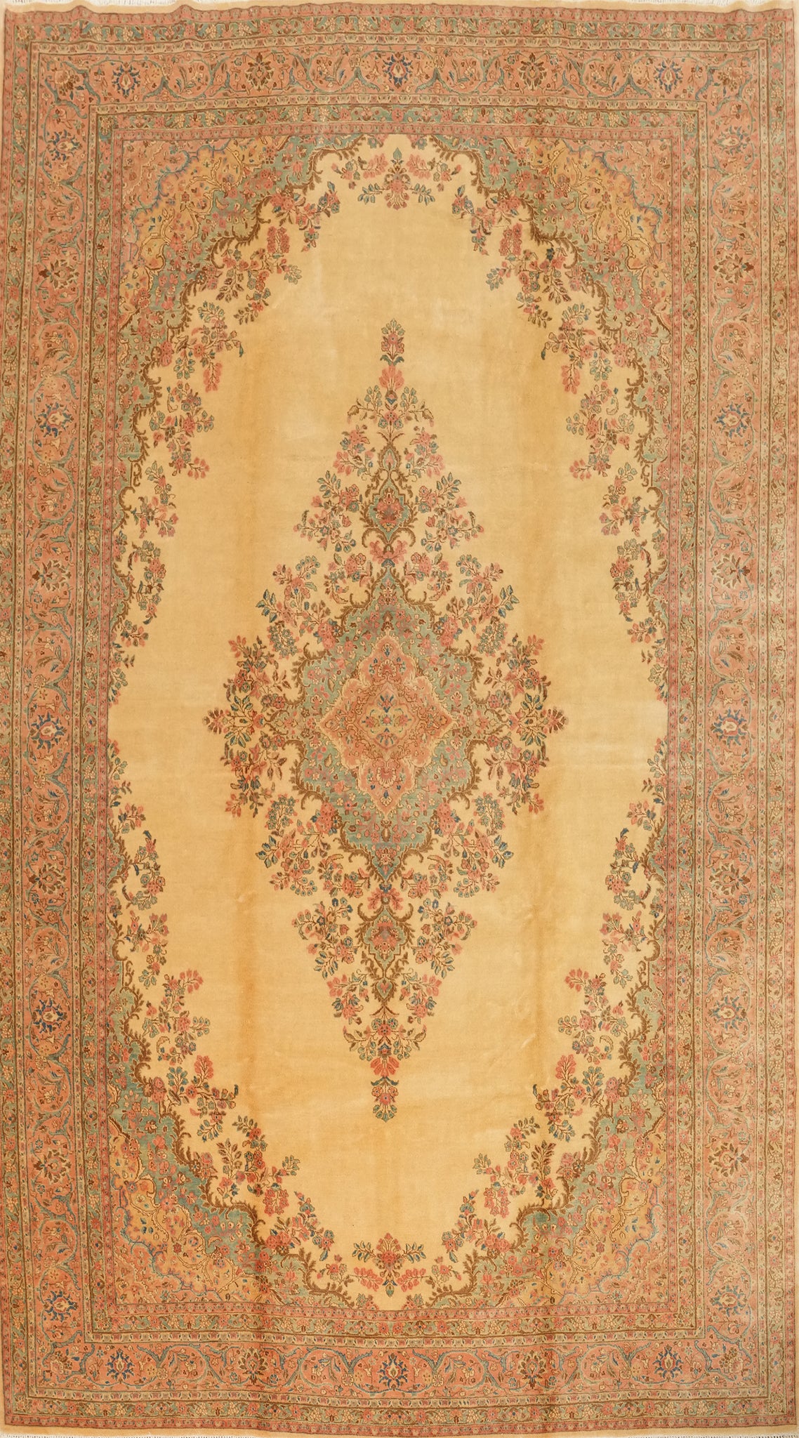 Vegetable Dye Kerman Persian Large Rug 12x19