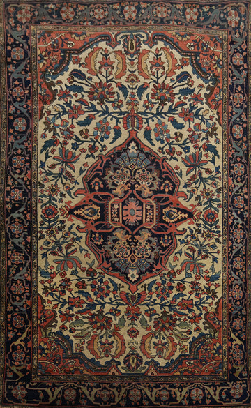 Pre-1900 Vegetable Dye Sarouk Farahan Persian Rug 4x7
