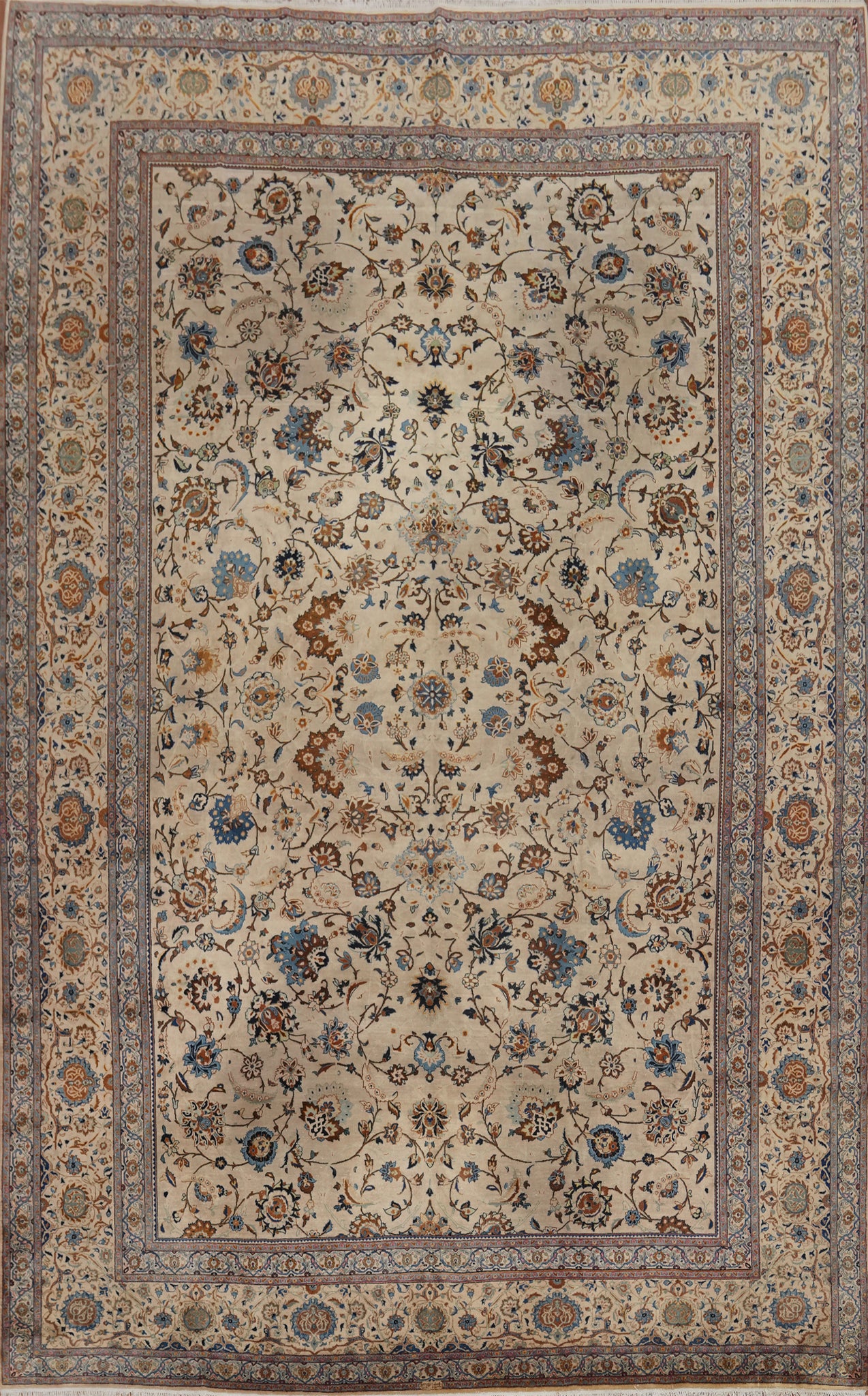Antique Vegetable Dye Kashan Persian Large Rug 13x18