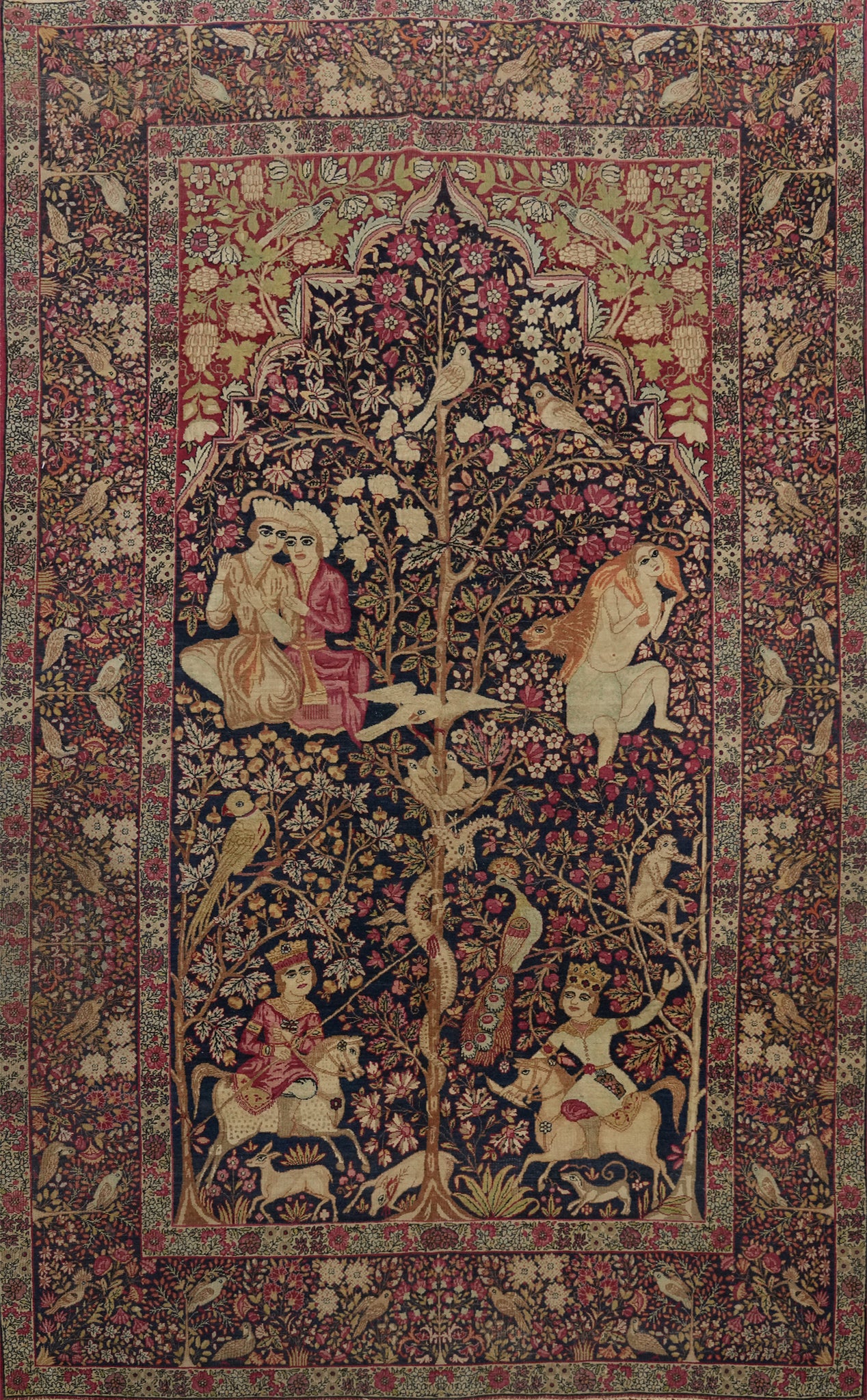 Pre-1900 Vegetable Dye Kerman Ravar Persian Area Rug 5x8