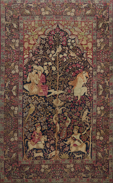 Pre-1900 Vegetable Dye Kerman Ravar Persian Area Rug 5x8