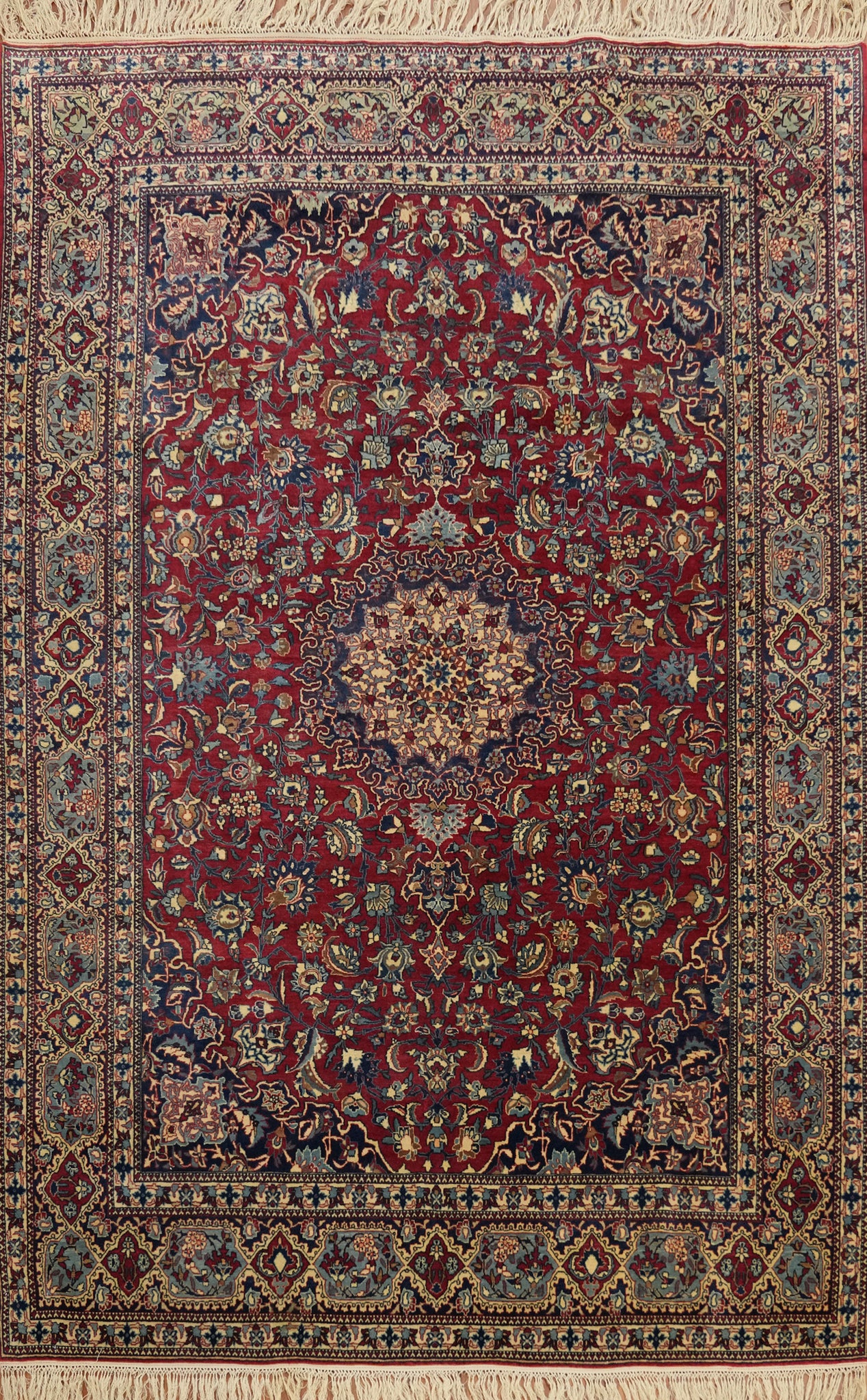 Masterpiece Vegetable Dye Floral Isfahan Persian Rug 5x7