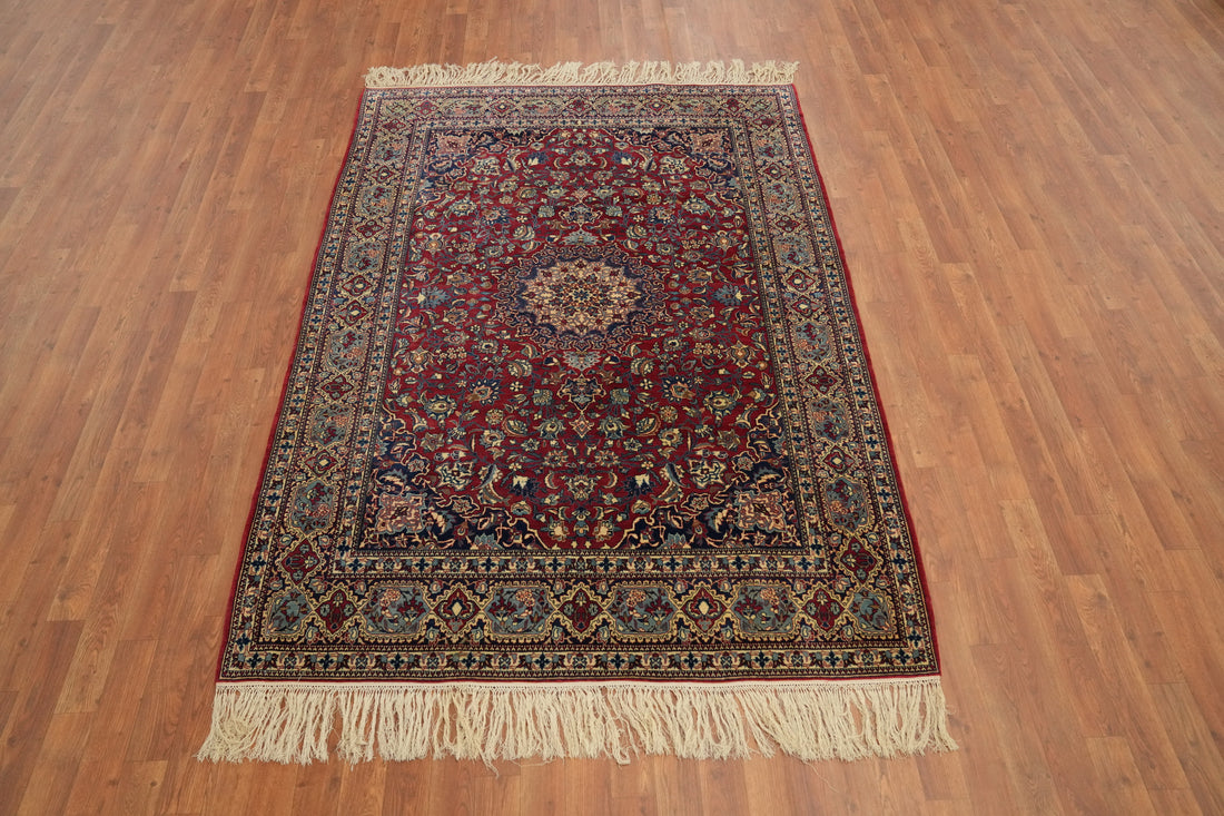 Masterpiece Vegetable Dye Floral Isfahan Persian Rug 5x7