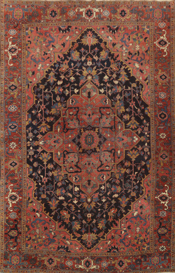 Pre-1900 Vegetable Dye Heriz Serapi Persian Area Rug 8x11