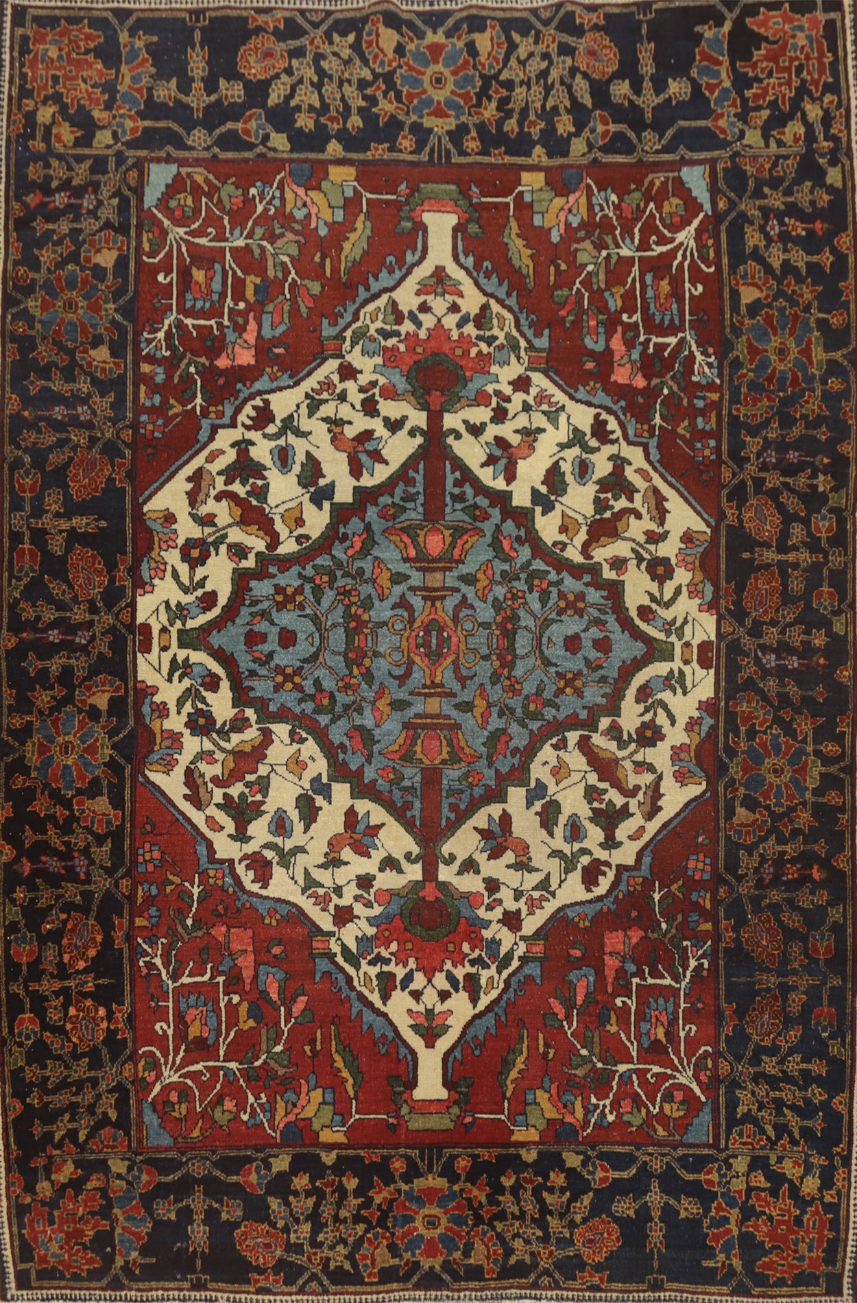 Pre-1900 Vegetable Dye Bakhtiari Shalamzar Persian Rug 5x7