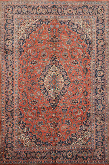 Antique Vegetable Dye Kashan Dabir Persian Area Rug 9x13